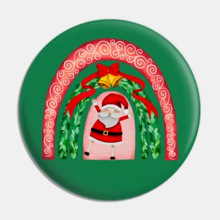 Jolly Santa Christmas Rainbow Pin