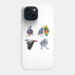 African Grey Sticker Pack Of 4 Photo Designs, great gift for African Grey Owners and Parrot Lovers. Phone Case