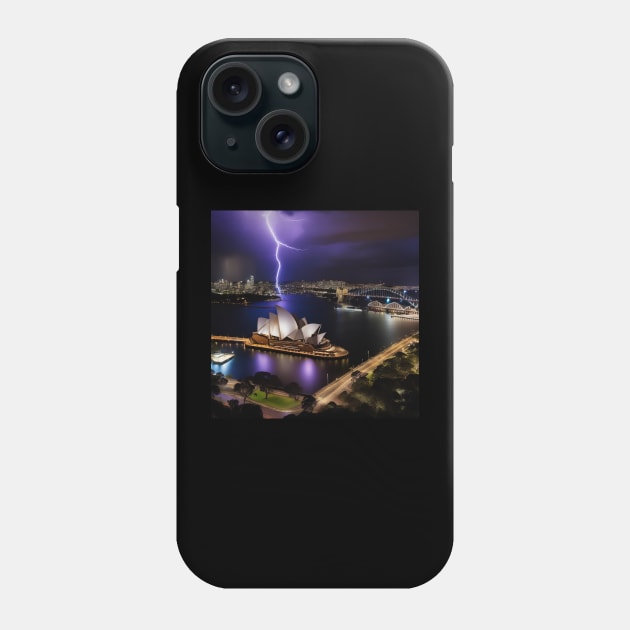 Iconic World Landmarks During A Thunderstorm: Opera House Sydney Phone Case by Musical Art By Andrew