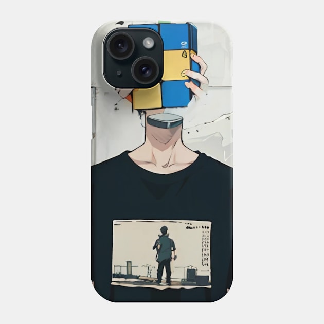 rubik cube head Phone Case by CandyShop