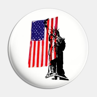 Independence Day 4th of July American Flag Statue of Liberty Pin