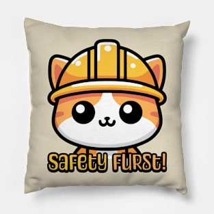 Safety Furst! Cute Osha Cat Pun Pillow