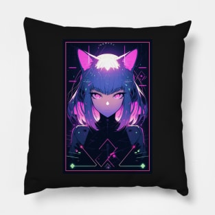 Anime Cat Girl | Quality Anime Design | Chibi Cat Girl Miaw | Manga Anime Art Pillow