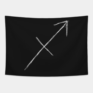 Dark and Gritty Sagittarius Zodiac Sign (white) Tapestry