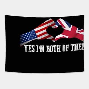 Half American Half British USA Flag United Kingdom Heritage Tapestry