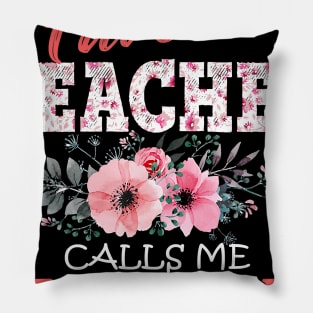 My Favorite Teacher Calls Me Mom Floral Funny Mother Gift T-Shirt Pillow