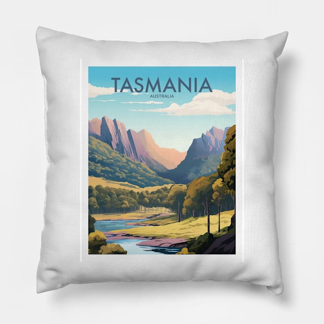 TASMANIA Pillow by MarkedArtPrints