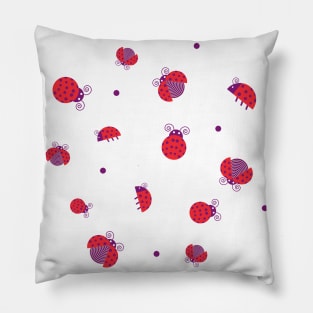 Red ladybugs and purple dots Pillow