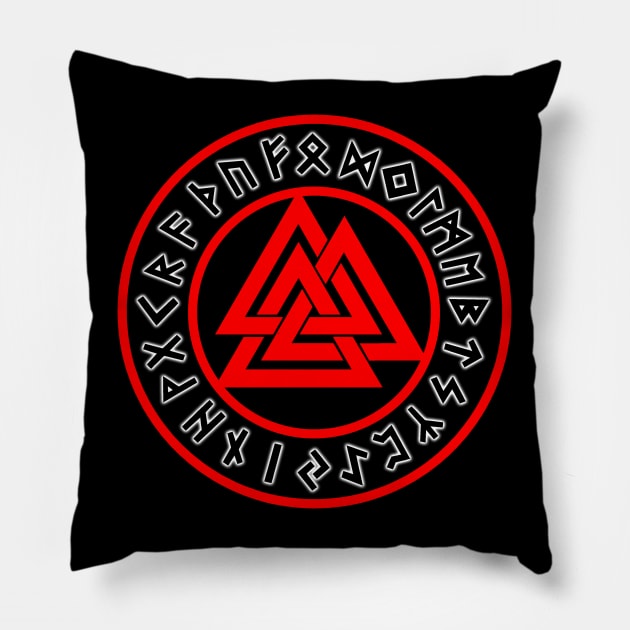 Triscalion Circle Red White Runes Pillow by Korvus78