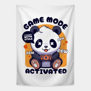 Gamer Panda Pew Pew Cute Kawaii Panda Video Games Tapestry