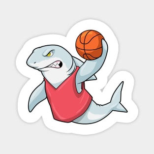 Shark at Sports with Basketball Magnet