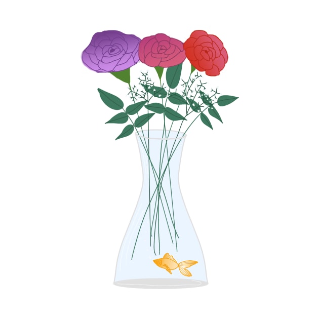 Flowers in a Vase with a Goldfish by MoreThanADrop