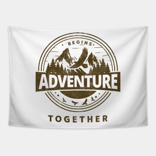 Camper Mountain Hiker So The Adventure Begins Camping Hiking T-Shirt Tapestry