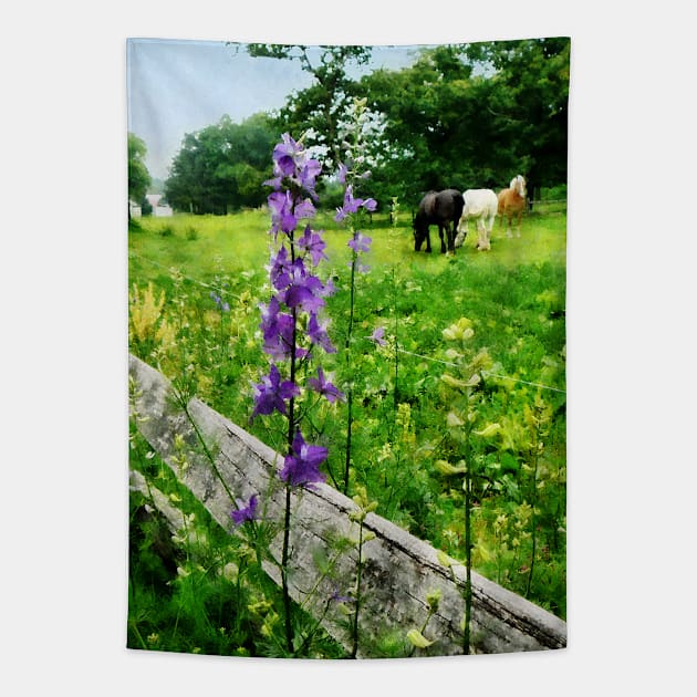 Horses - Three Horses in Distance Tapestry by SusanSavad