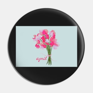 April Sweet Peas bouquet Pin