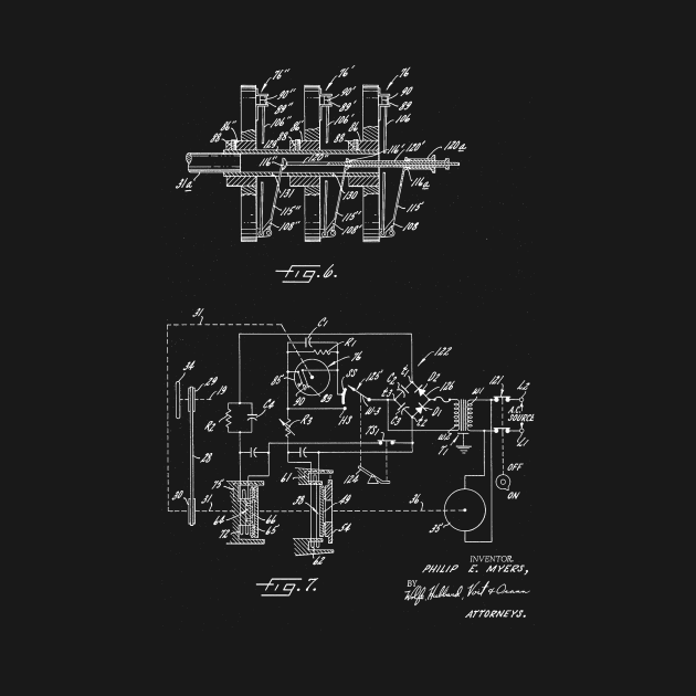 Sewing Machine Power Transmission System Vintage Patent Hand Drawing by TheYoungDesigns