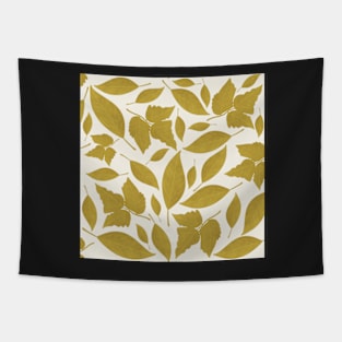 White Cream and Mustard Leaves Pattern Tapestry