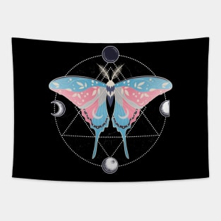 Transgender Luna Moth Celestial Cottagecore LGBT Pride Flag Tapestry