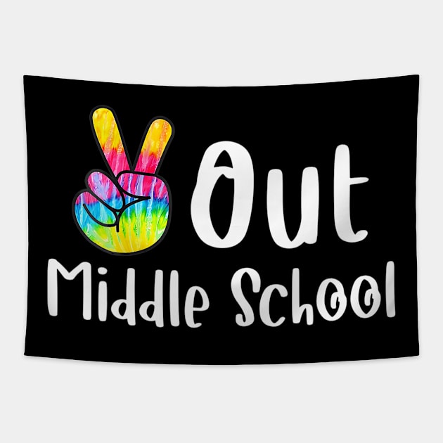 Peace Out Middle School Tie Dye Graduation Class Of 2023 Tapestry by mccloysitarh