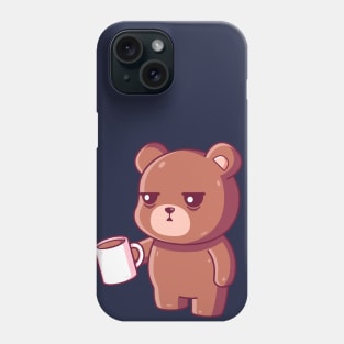 Cute brown bear drinking coffee Phone Case