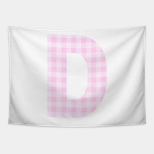 Pink Letter D in Plaid Pattern Background. Tapestry