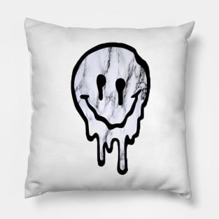 marble drippy smiley face Pillow