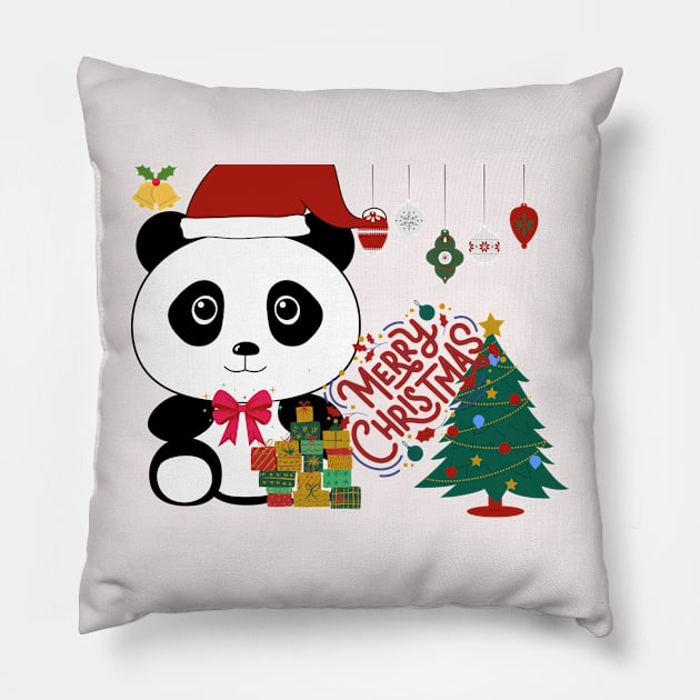 Panda Christmas Pillow by jaxmi