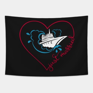 Just married Cruise Ship Honeymoon Couple Matching Gift Tapestry