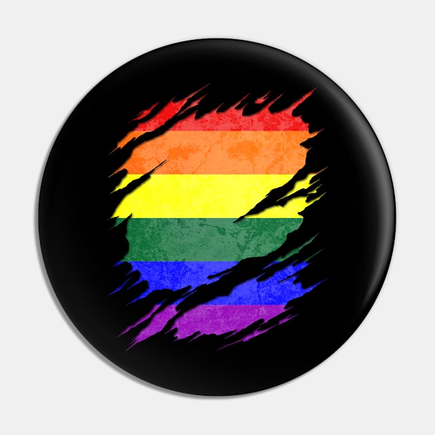 LGBTQ Pride Flag Ripped Reveal Pin by wheedesign