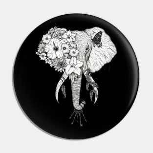 Elephant Black Background Pin