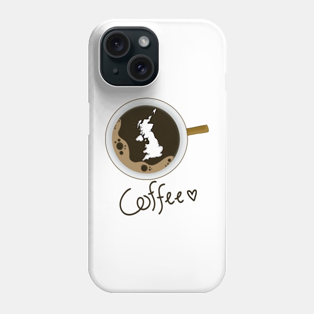 Coffee Love UK Digital Drawing Phone Case by thenewkidprints