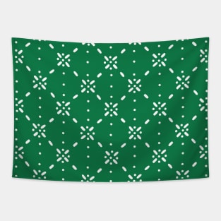 Christmas snowflake on green background Tapestry