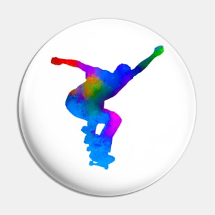 Watercolor Skateboarder Pin