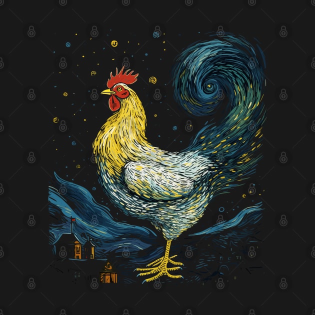 Starry Night Inspired Chicken Gifts Funny Chicken by KsuAnn