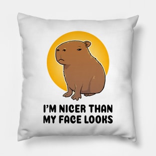I'm nicer than my face looks Capybara Pillow