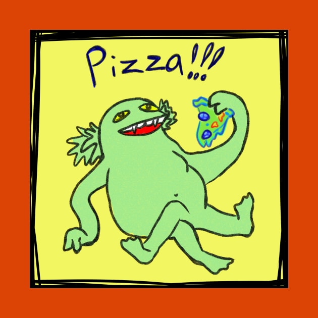 Monsters love pizza too by Griffit