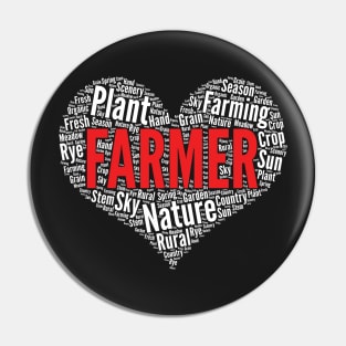 Farmer Heart Shape Farming Tractor print Pin