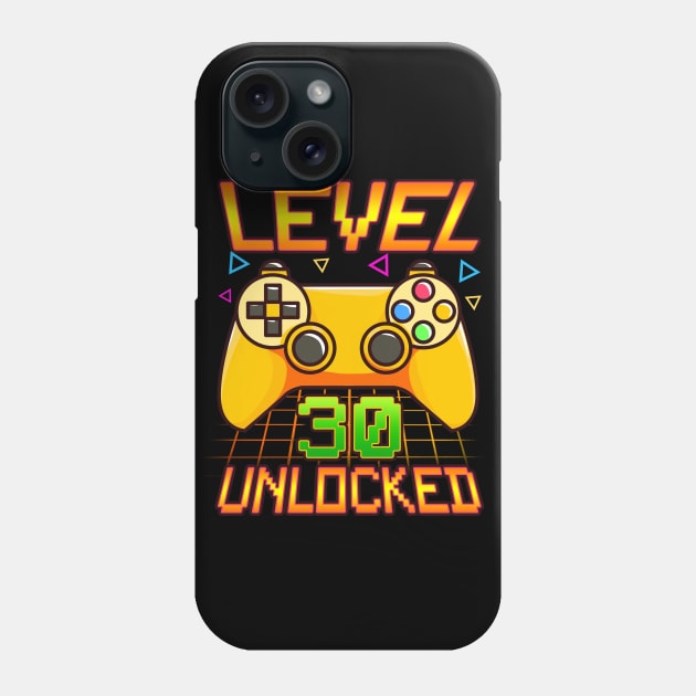 Vintage Level 30 Unlocked Funny 30th Birthday Gifts Gamer Phone Case by Proficient Tees