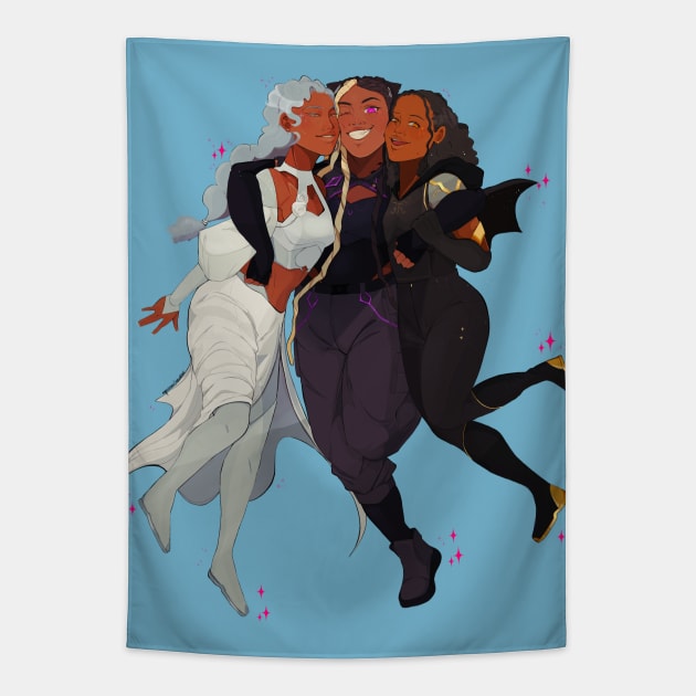 A Cat, A Witch and a Mage Walk Into A Bar... Tapestry by Naniidraws