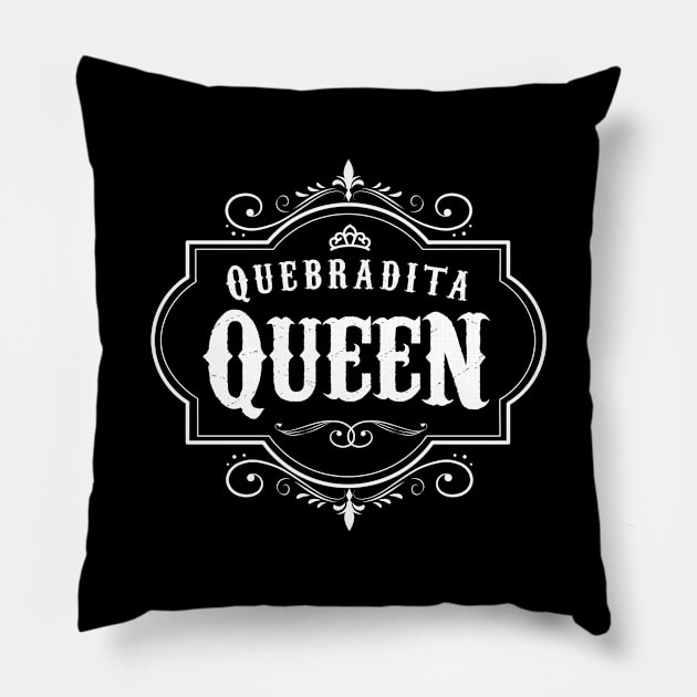 Quebradita queen - vintage white design Pillow by verde