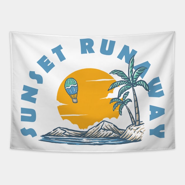 Sunset Runaway Tapestry by Fledermaus Studio