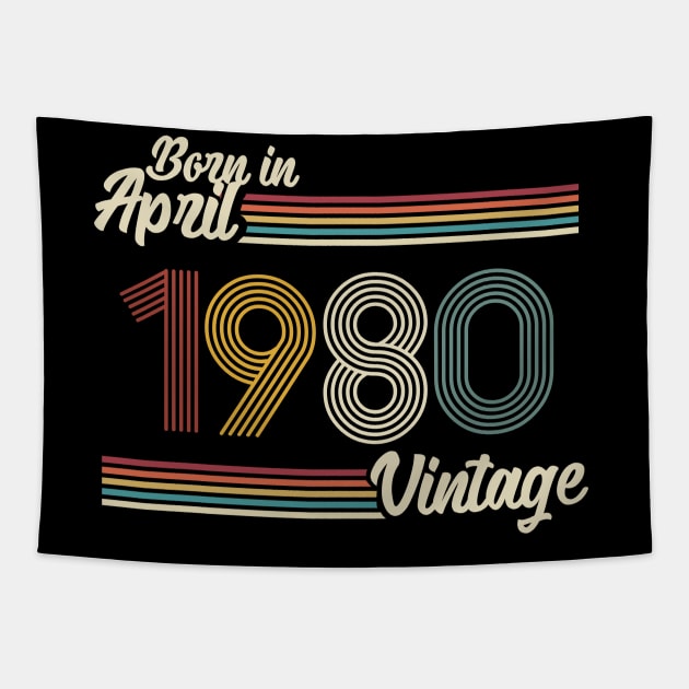 Vintage Born in April 1980 Tapestry by Jokowow