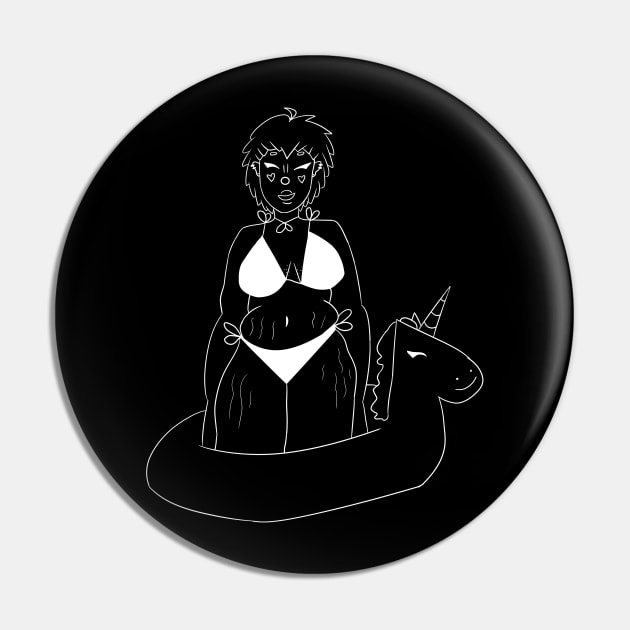 Curvy Lady In Bikini Lineart Pin by TheQueerPotato