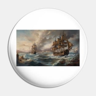 Naval Battle Between Pirate Sailing Ships, Caribbean Seascape #1 Pin