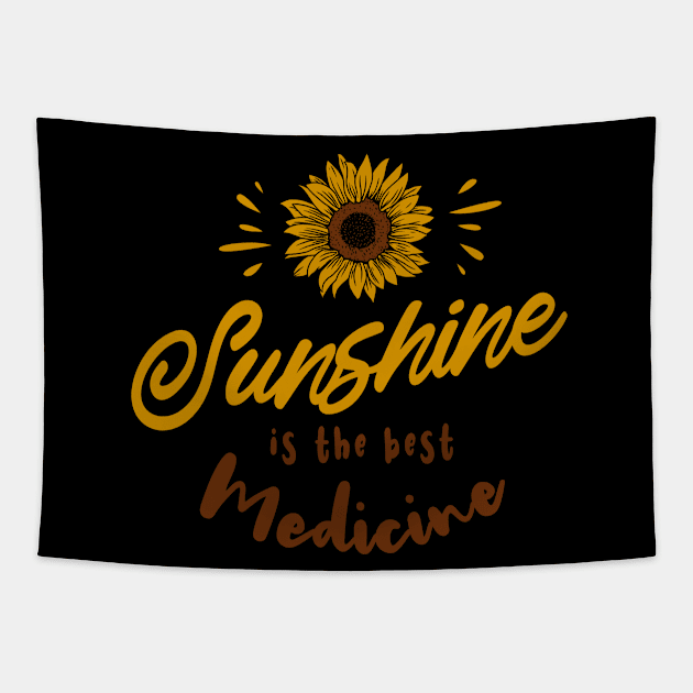 Sunshine is my best medicine. Inspirational yellow sunflower gift Tapestry by SerenityByAlex