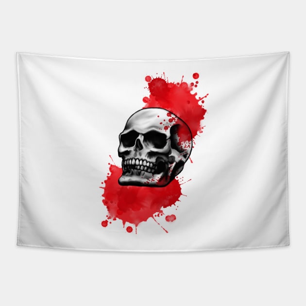 Bloody Skull Tapestry by CaptNeckBeard
