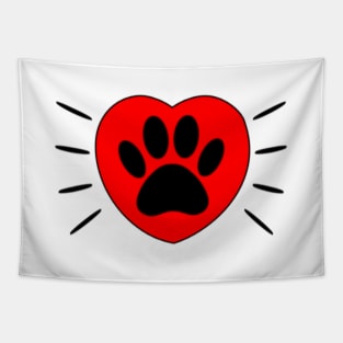 Dog Lover Heart And Paw Print Tapestry