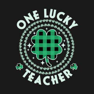 One Lucky Teacher Green Plaid Shamrock St Patrick's Day T-Shirt