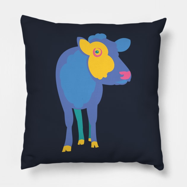 Colorful Cow Pillow by evisionarts