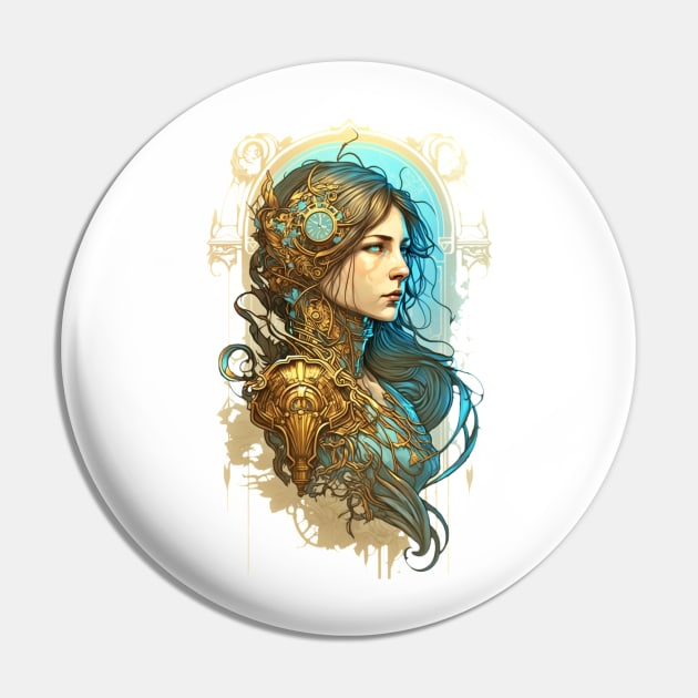 Steampunk Golden Woman - A fusion of old and new technology Pin by SMCLN